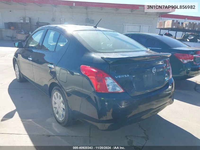 2016 Nissan Versa 1.6 S/1.6 S+/1.6 Sl/1.6 Sv VIN: 3N1CN7AP9GL856982 Lot: 40920343