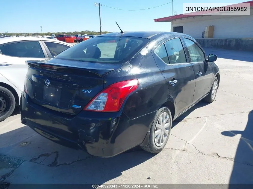 2016 Nissan Versa 1.6 S/1.6 S+/1.6 Sl/1.6 Sv VIN: 3N1CN7AP9GL856982 Lot: 40920343