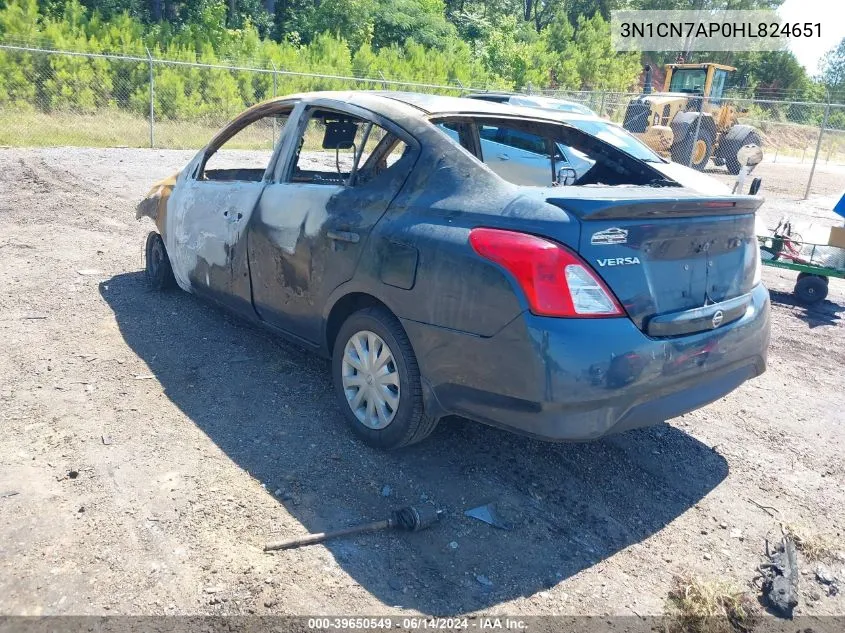 2017 Nissan Versa 1.6 S+ VIN: 3N1CN7AP0HL824651 Lot: 39650549