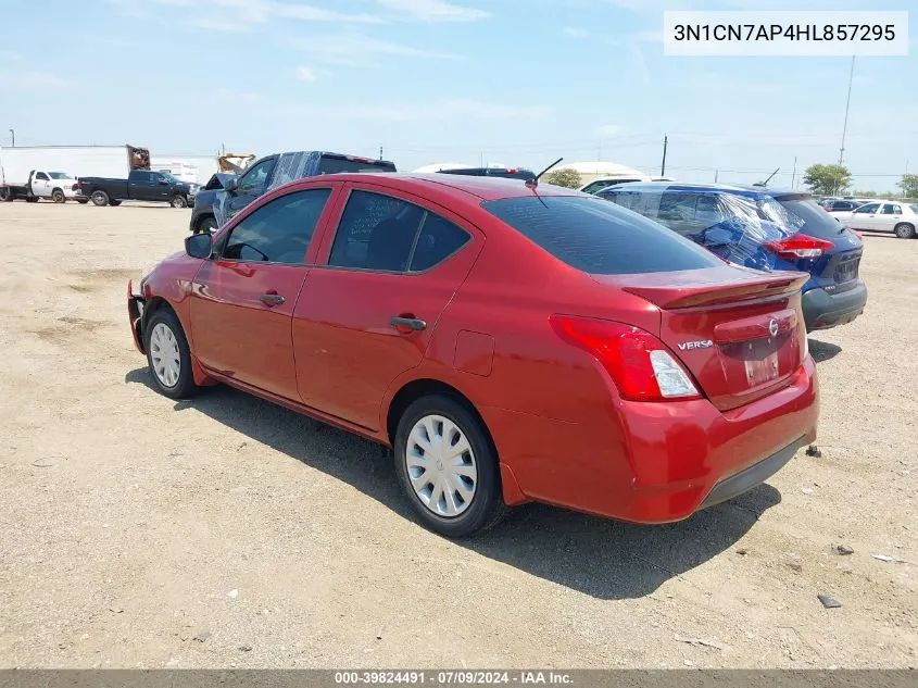 2017 Nissan Versa 1.6 S+ VIN: 3N1CN7AP4HL857295 Lot: 39824491