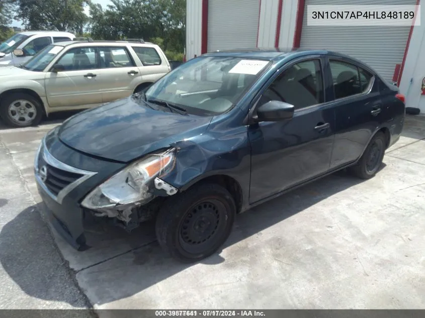 2017 Nissan Versa 1.6 S+ VIN: 3N1CN7AP4HL848189 Lot: 39877641