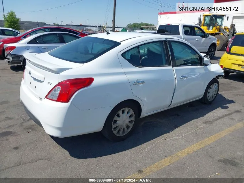 2017 Nissan Versa 1.6 Sv VIN: 3N1CN7AP3HK465172 Lot: 39894801