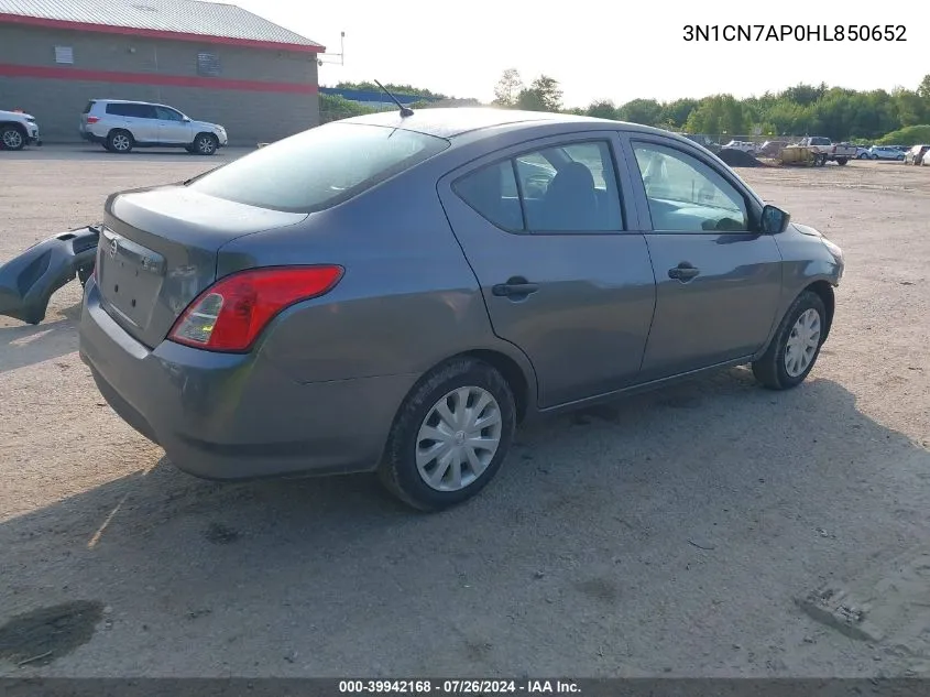 3N1CN7AP0HL850652 2017 Nissan Versa S/S Plus/Sv/Sl