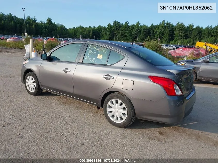 2017 Nissan Versa 1.6 Sv VIN: 3N1CN7AP0HL852062 Lot: 39956385