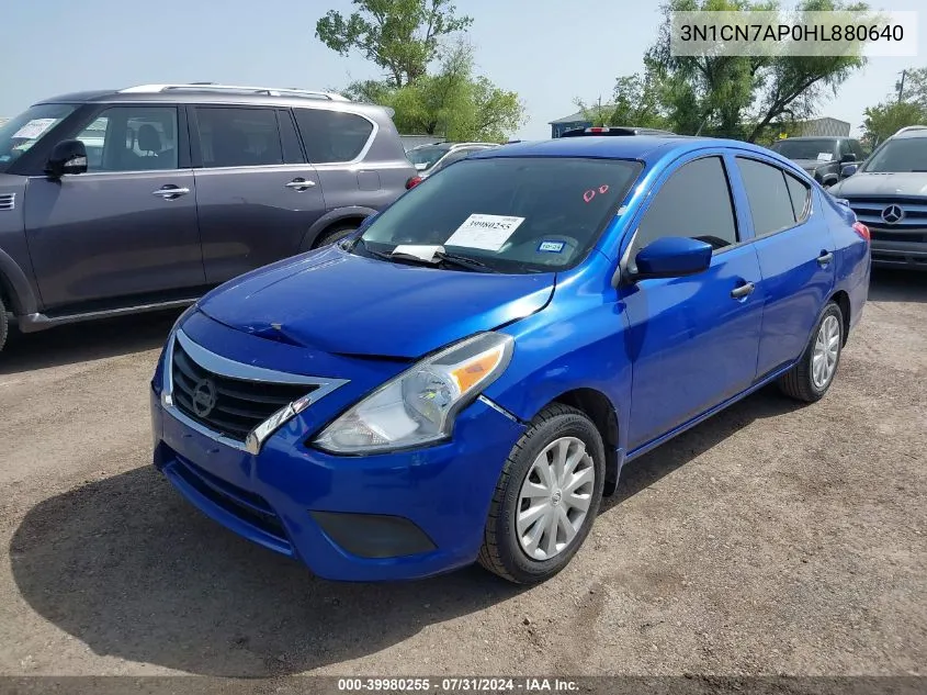 2017 Nissan Versa 1.6 S/1.6 S+/1.6 Sl/1.6 Sv VIN: 3N1CN7AP0HL880640 Lot: 39980255