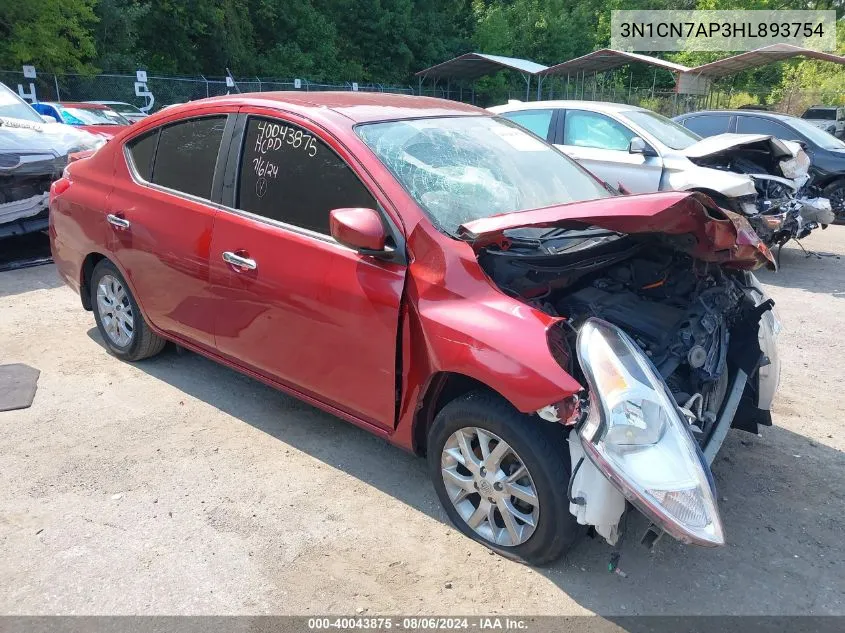 2017 Nissan Versa 1.6 Sv VIN: 3N1CN7AP3HL893754 Lot: 40043875