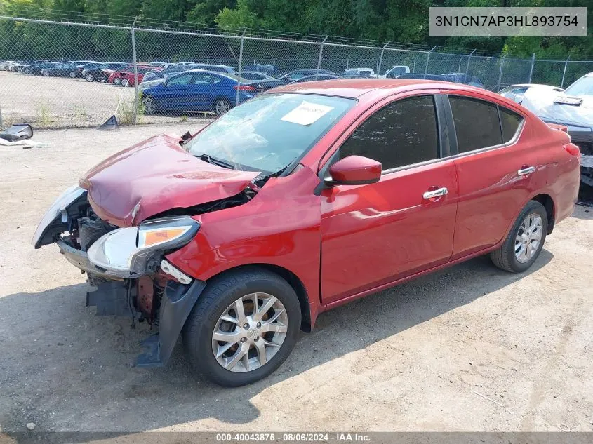 3N1CN7AP3HL893754 2017 Nissan Versa 1.6 Sv