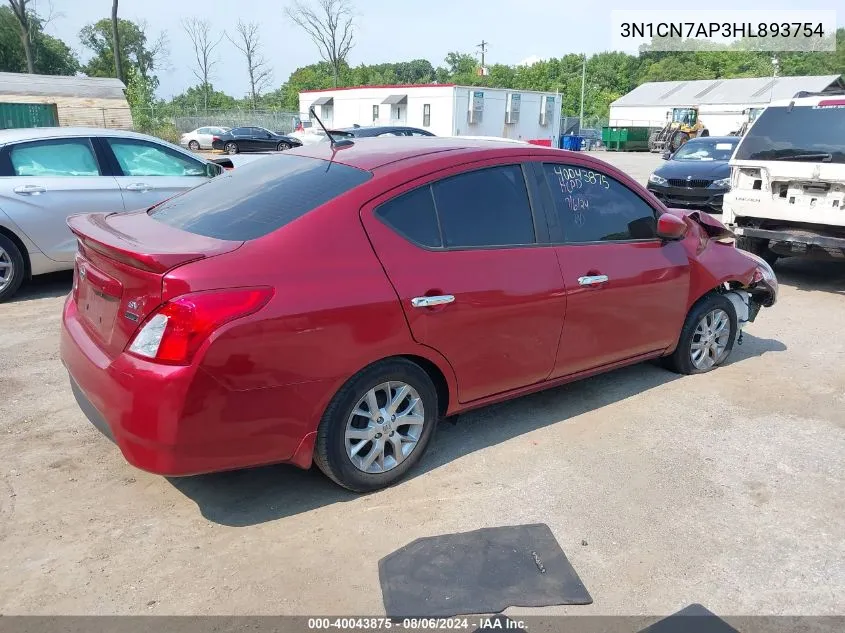 2017 Nissan Versa 1.6 Sv VIN: 3N1CN7AP3HL893754 Lot: 40043875