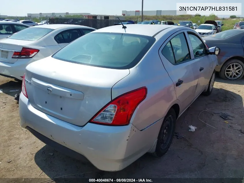 2017 Nissan Versa 1.6 S VIN: 3N1CN7AP7HL831581 Lot: 40048674