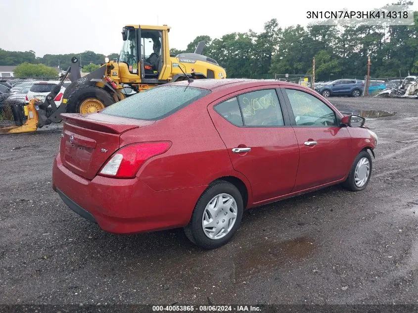 2017 Nissan Versa 1.6 Sv VIN: 3N1CN7AP3HK414318 Lot: 40053865