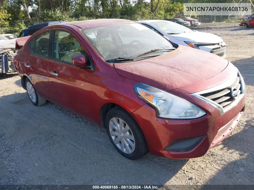 2017 Nissan Versa 1.6 Sv VIN: 3N1CN7AP0HK408136 Lot: 40069185