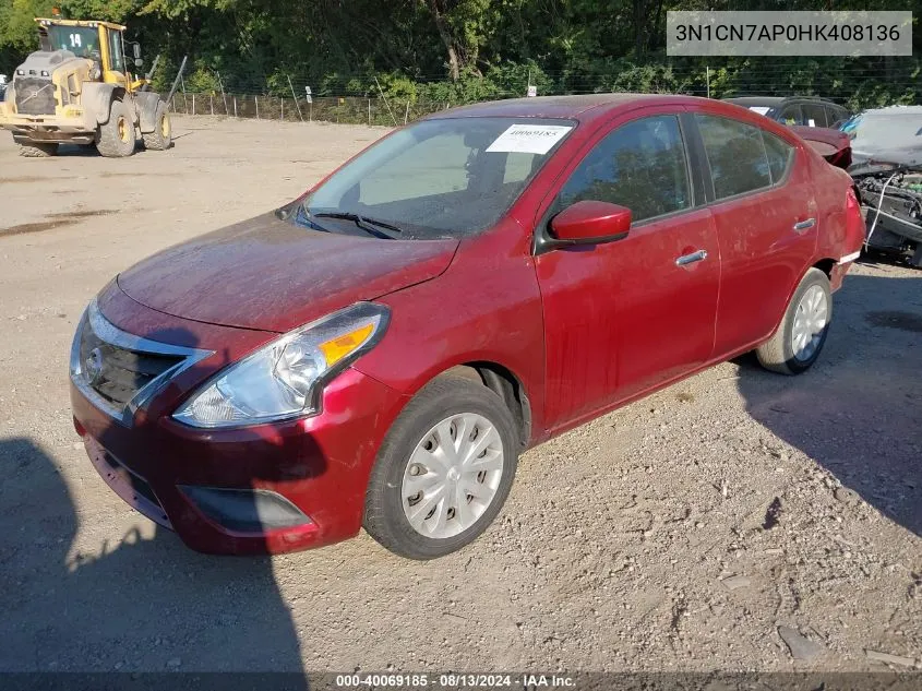 2017 Nissan Versa 1.6 Sv VIN: 3N1CN7AP0HK408136 Lot: 40069185