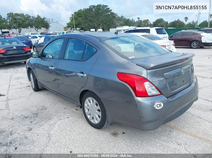 2017 Nissan Versa 1.6 Sv VIN: 3N1CN7AP0HL855155 Lot: 40075350