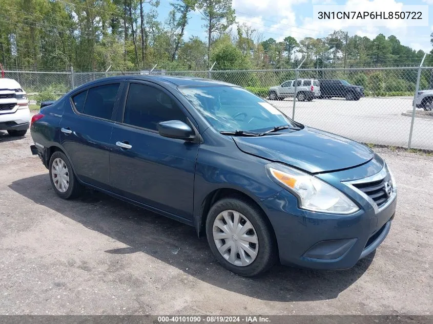 2017 Nissan Versa 1.6 Sv VIN: 3N1CN7AP6HL850722 Lot: 40101090