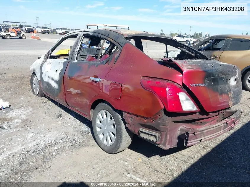 3N1CN7AP3HK433208 2017 Nissan Versa S/S Plus/Sv/Sl