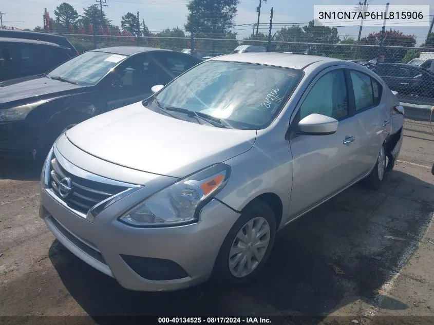 2017 Nissan Versa 1.6 S/1.6 S+/1.6 Sl/1.6 Sv VIN: 3N1CN7AP6HL815906 Lot: 40134525