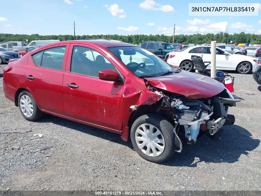 2017 Nissan Versa S/S Plus/Sv/Sl VIN: 3N1CN7AP7HL835419 Lot: 40151279