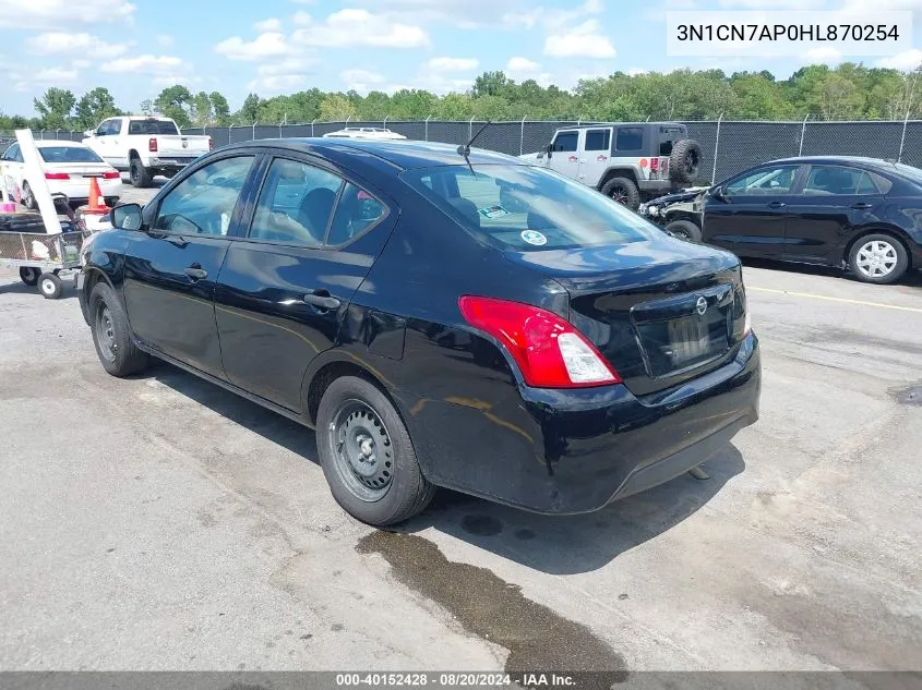 2017 Nissan Versa 1.6 S VIN: 3N1CN7AP0HL870254 Lot: 40152428