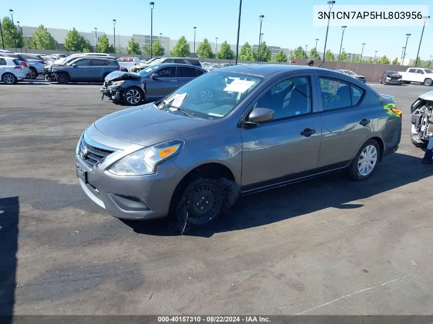 2017 Nissan Versa 1.6 S+ VIN: 3N1CN7AP5HL803956 Lot: 40157310