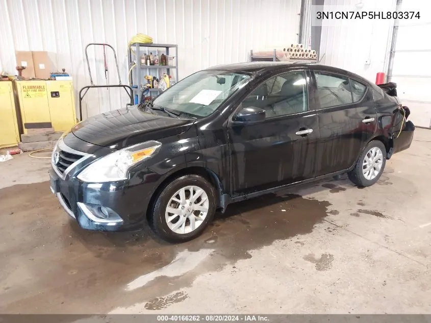 2017 Nissan Versa 1.6 Sv VIN: 3N1CN7AP5HL803374 Lot: 40166262