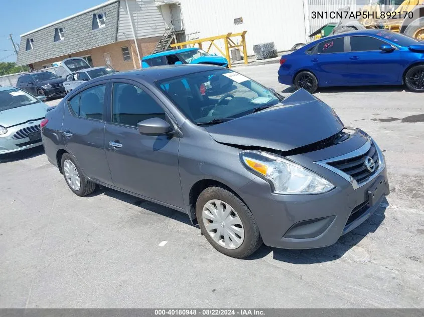 3N1CN7AP5HL892170 2017 Nissan Versa 1.6 Sv