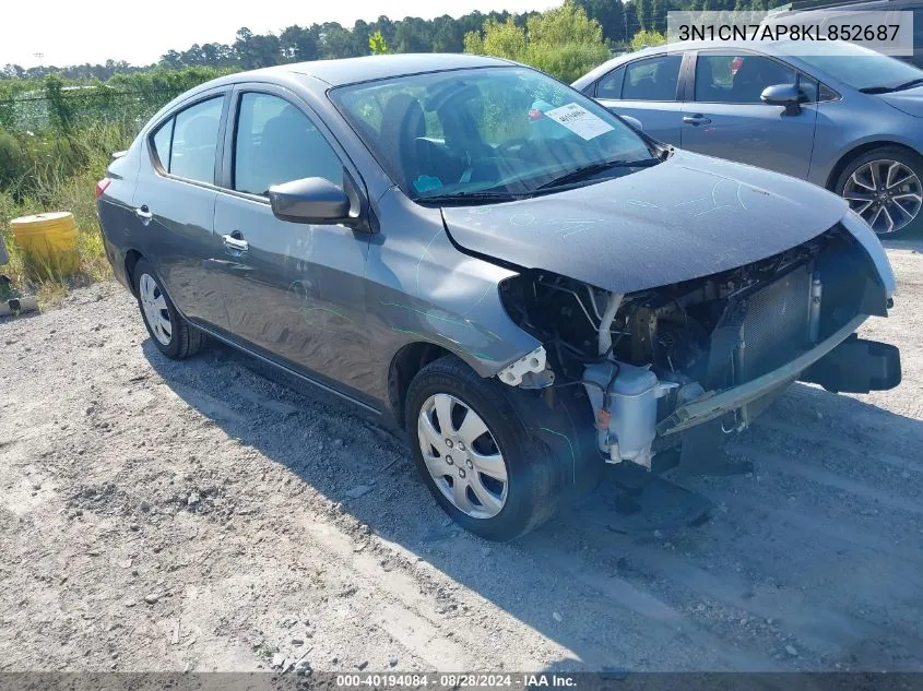 3N1CN7AP8KL852687 2019 Nissan Versa 1.6 Sv