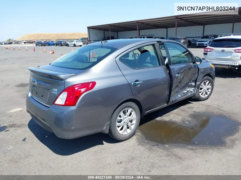 2017 Nissan Versa 1.6 Sv VIN: 3N1CN7AP3HL803244 Lot: 40221340