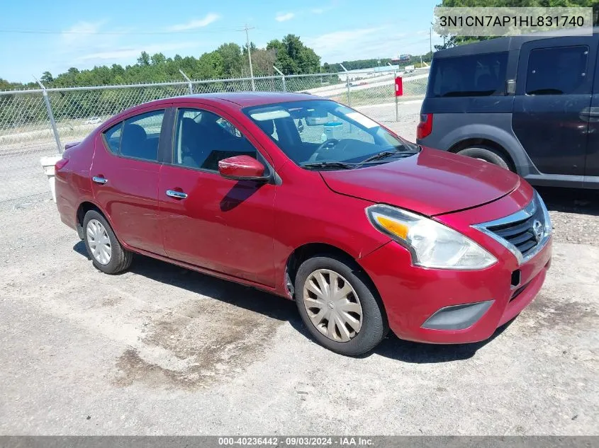 2017 Nissan Versa 1.6 Sv VIN: 3N1CN7AP1HL831740 Lot: 40236442