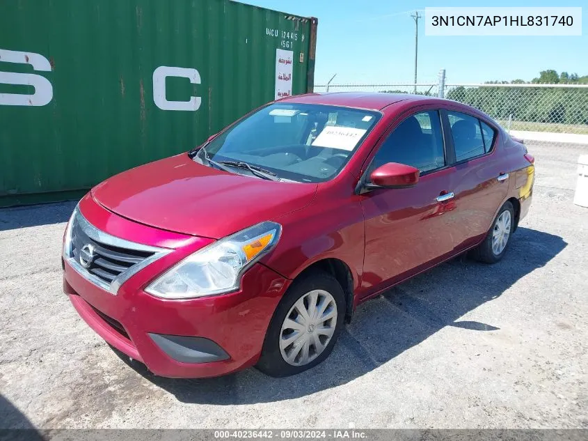 2017 Nissan Versa 1.6 Sv VIN: 3N1CN7AP1HL831740 Lot: 40236442