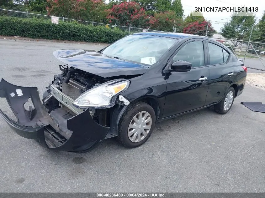 2017 Nissan Versa 1.6 S/1.6 S+/1.6 Sl/1.6 Sv VIN: 3N1CN7AP0HL801418 Lot: 40236489