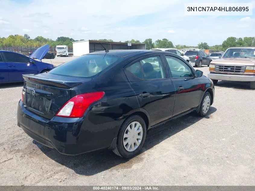 2017 Nissan Versa 1.6 S+ VIN: 3N1CN7AP4HL806895 Lot: 40240174