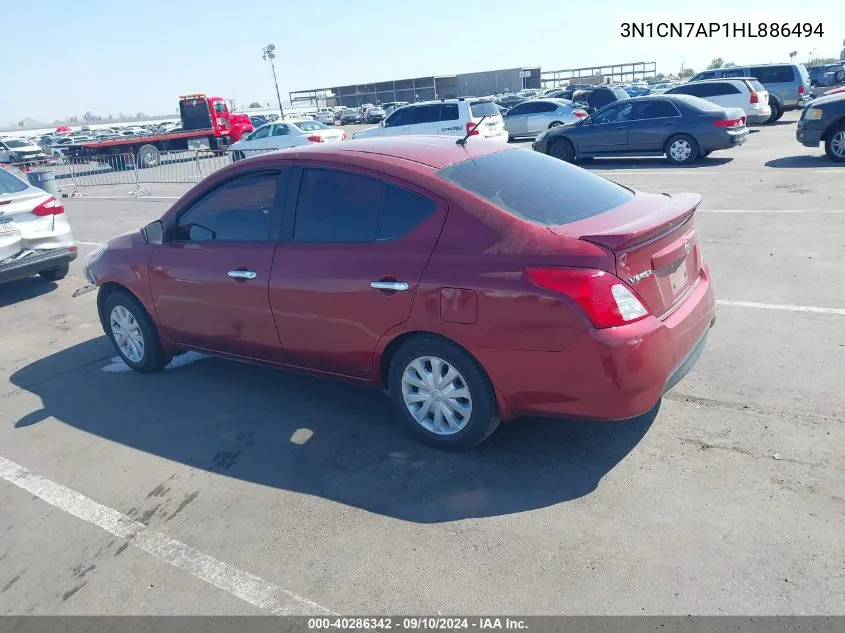 2017 Nissan Versa S/S Plus/Sv/Sl VIN: 3N1CN7AP1HL886494 Lot: 40286342