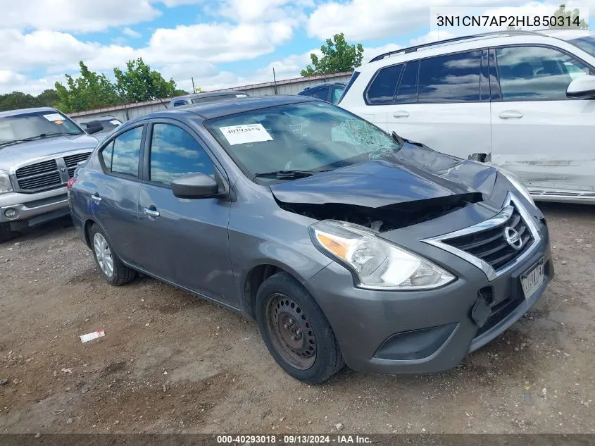 2017 Nissan Versa 1.6 Sv VIN: 3N1CN7AP2HL850314 Lot: 40293018