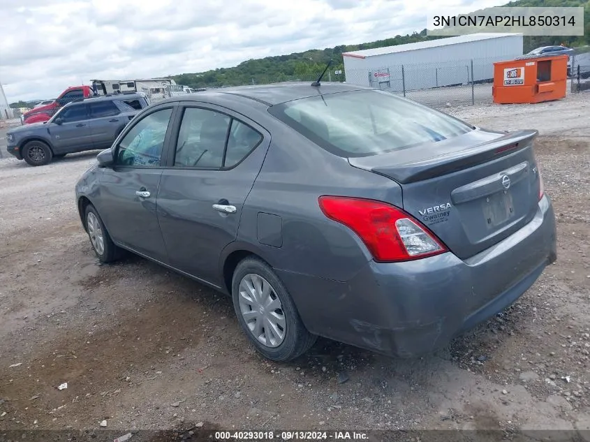 2017 Nissan Versa 1.6 Sv VIN: 3N1CN7AP2HL850314 Lot: 40293018