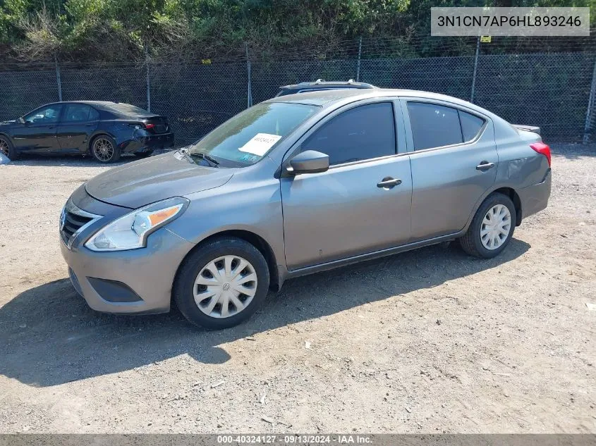 2017 Nissan Versa 1.6 S+ VIN: 3N1CN7AP6HL893246 Lot: 40324127