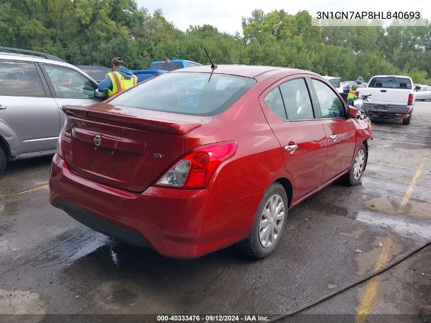 2017 Nissan Versa 1.6 Sv VIN: 3N1CN7AP8HL840693 Lot: 40333476