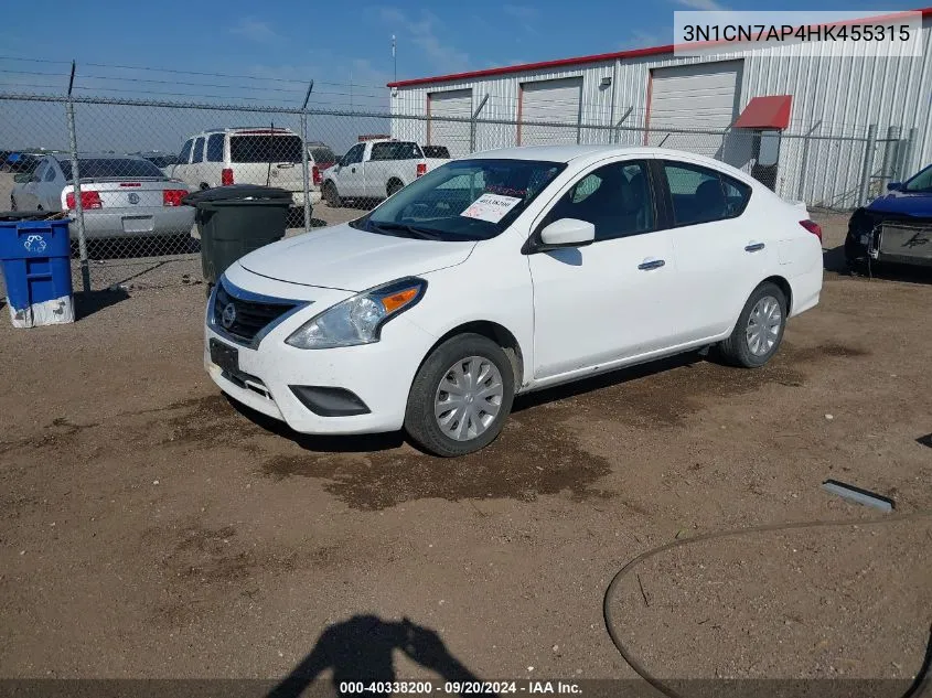 2017 Nissan Versa 1.6 Sv VIN: 3N1CN7AP4HK455315 Lot: 40338200