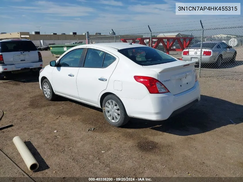 2017 Nissan Versa 1.6 Sv VIN: 3N1CN7AP4HK455315 Lot: 40338200