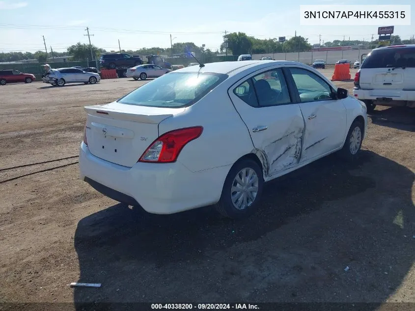 2017 Nissan Versa 1.6 Sv VIN: 3N1CN7AP4HK455315 Lot: 40338200