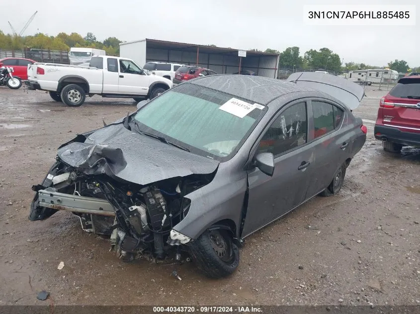 2017 Nissan Versa 1.6 S+ VIN: 3N1CN7AP6HL885485 Lot: 40343720