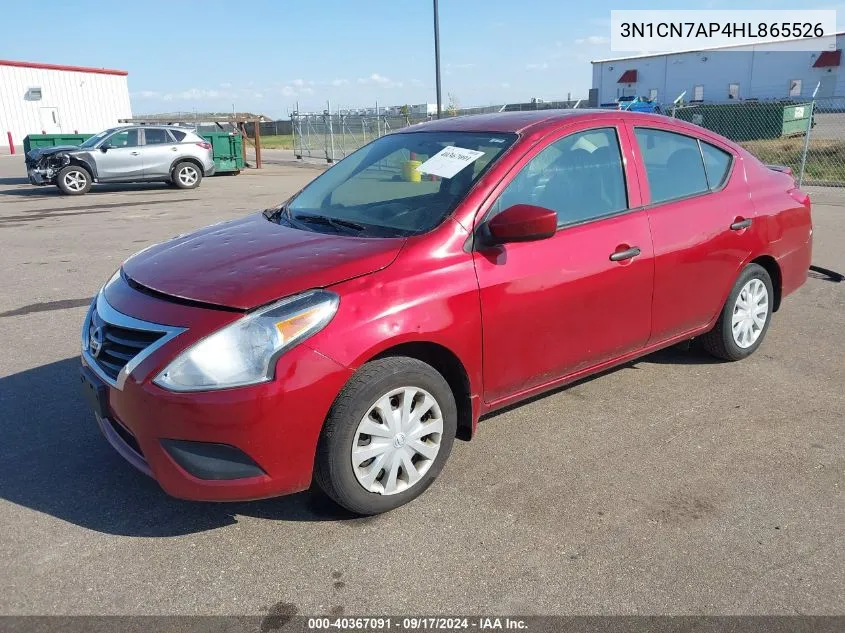 2017 Nissan Versa 1.6 S+ VIN: 3N1CN7AP4HL865526 Lot: 40367091