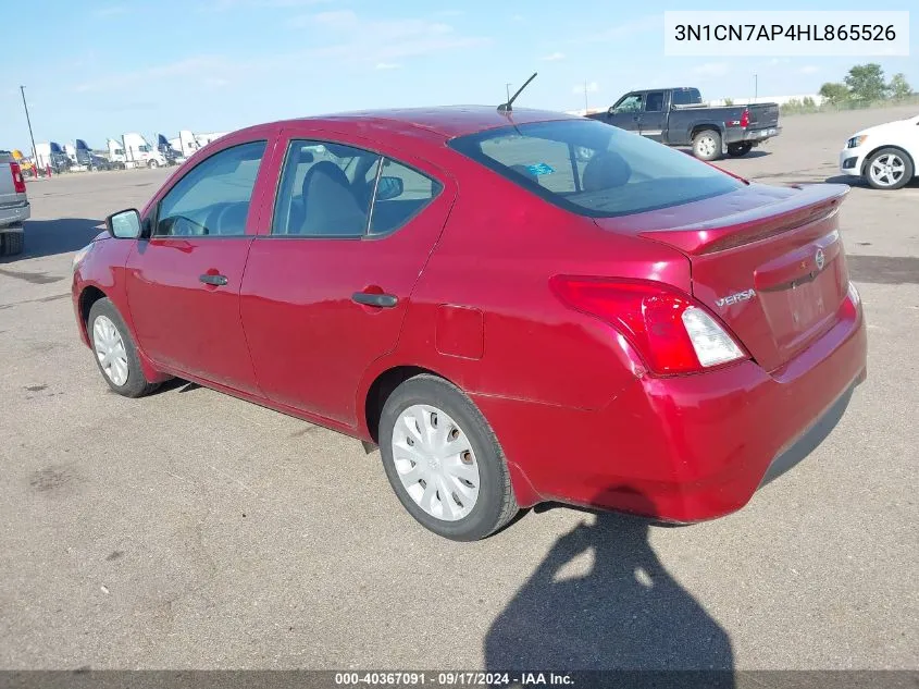 2017 Nissan Versa 1.6 S+ VIN: 3N1CN7AP4HL865526 Lot: 40367091