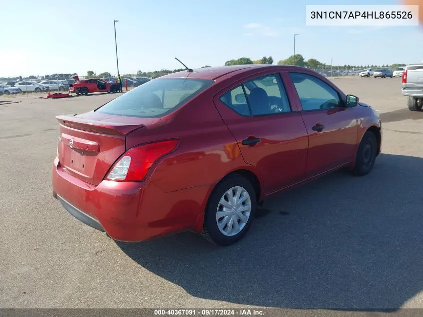 2017 Nissan Versa 1.6 S+ VIN: 3N1CN7AP4HL865526 Lot: 40367091