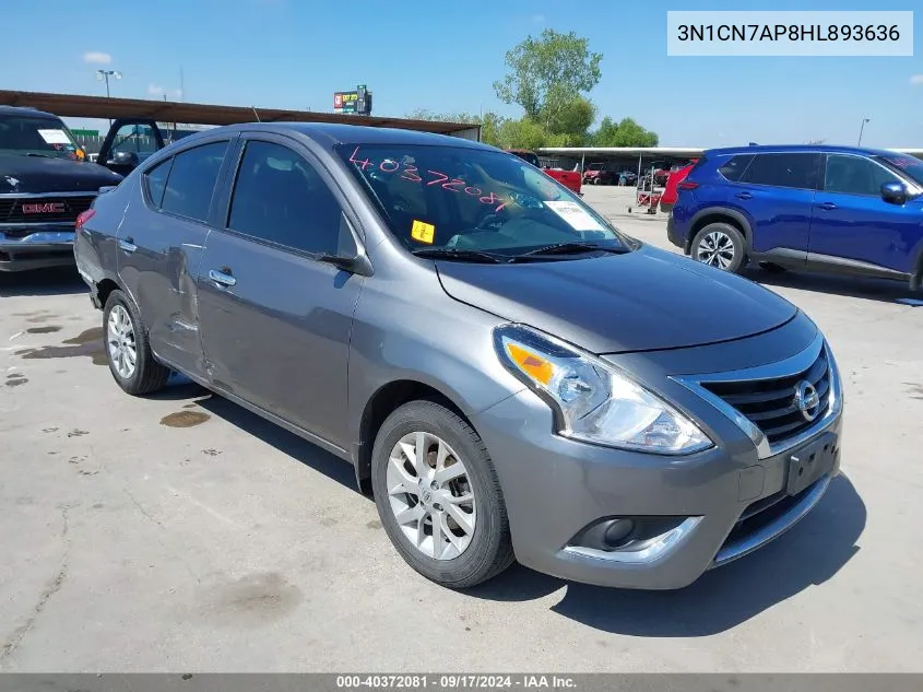 2017 Nissan Versa 1.6 Sv VIN: 3N1CN7AP8HL893636 Lot: 40372081