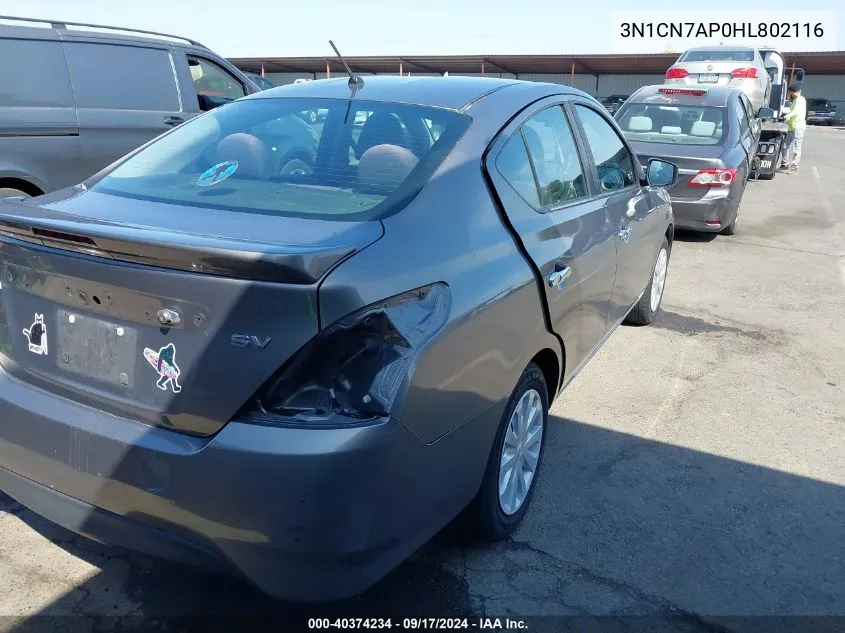 2017 Nissan Versa 1.6 S/1.6 S+/1.6 Sl/1.6 Sv VIN: 3N1CN7AP0HL802116 Lot: 40374234