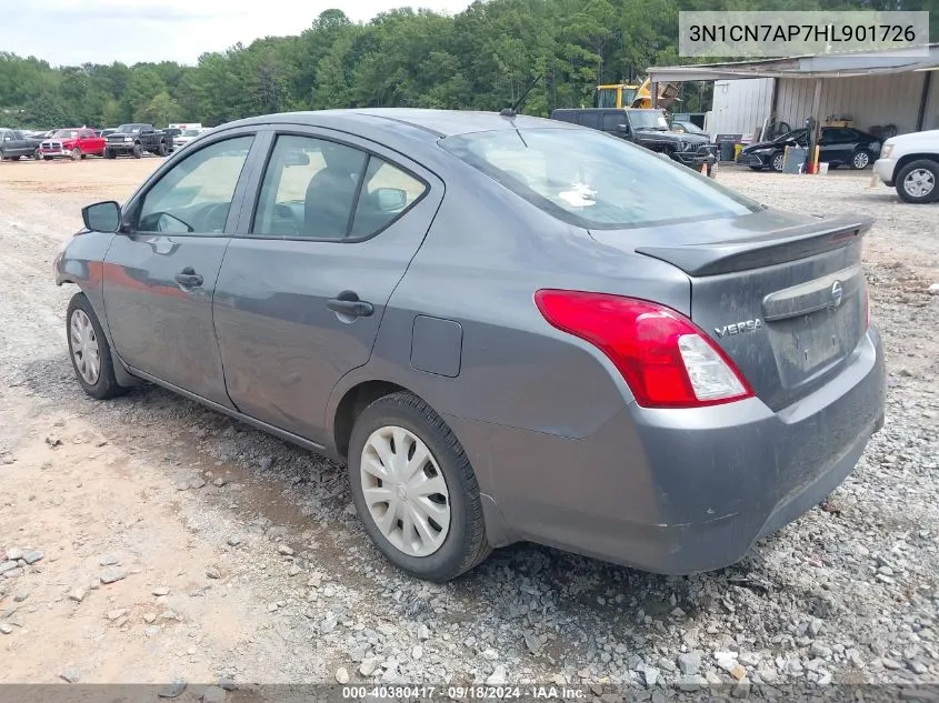 2017 Nissan Versa 1.6 S+ VIN: 3N1CN7AP7HL901726 Lot: 40380417