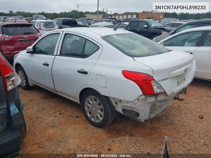 2017 Nissan Versa 1.6 S VIN: 3N1CN7AP0HL898233 Lot: 40409686