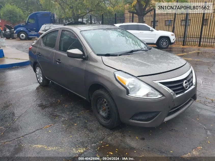 2017 Nissan Versa 1.6 S+ VIN: 3N1CN7AP0HL801662 Lot: 40429596