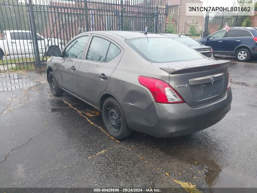 2017 Nissan Versa 1.6 S+ VIN: 3N1CN7AP0HL801662 Lot: 40429596