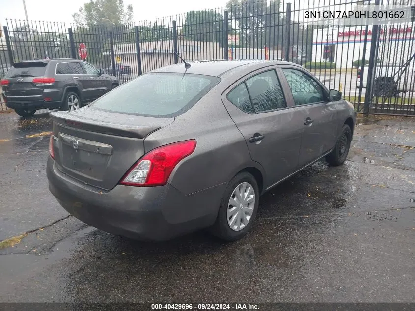 2017 Nissan Versa 1.6 S+ VIN: 3N1CN7AP0HL801662 Lot: 40429596